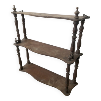 19th-century turned wooden wall shelf in Napoleon III style.