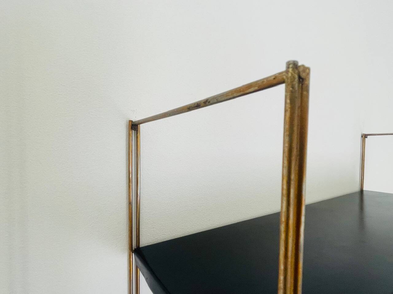 Modular vintage wall shelf, metal and brass circa 1960s