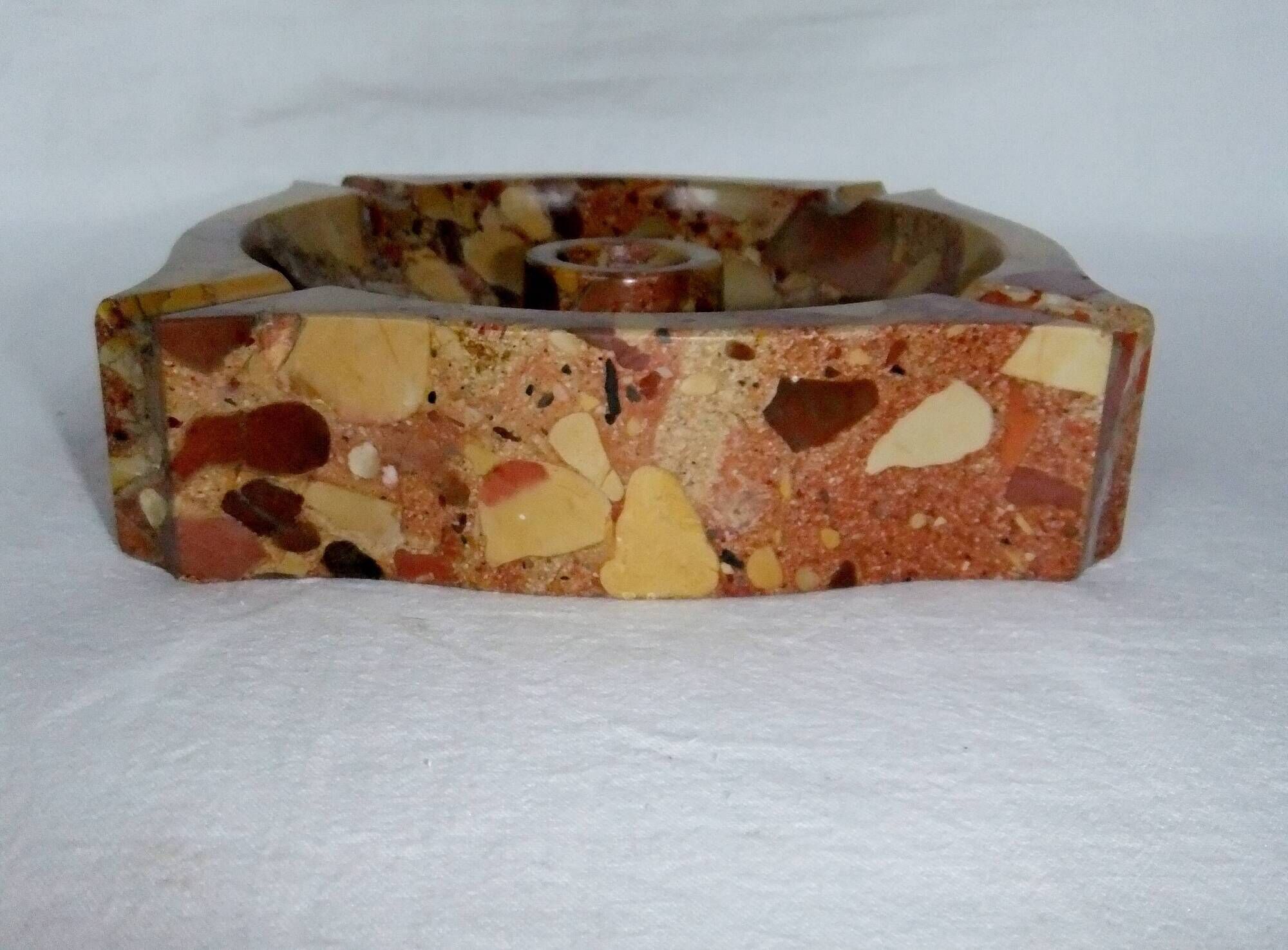 Art Deco marble ashtray signed Quercia 16.5 cm accessory cigar humidor