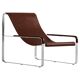 Fauteuil contemporain faie à la main en acier argenté et cuir marron