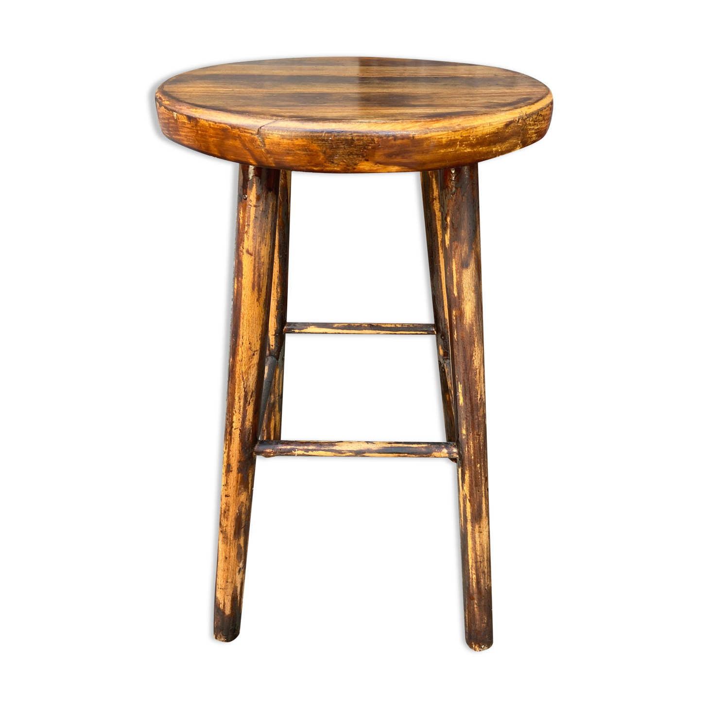 Tabouret fermier en bois 1950