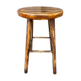 Tabouret fermier en bois 1950
