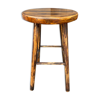 Tabouret fermier en bois 1950