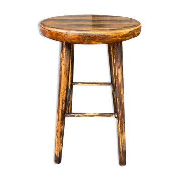 Tabouret fermier en bois 1950