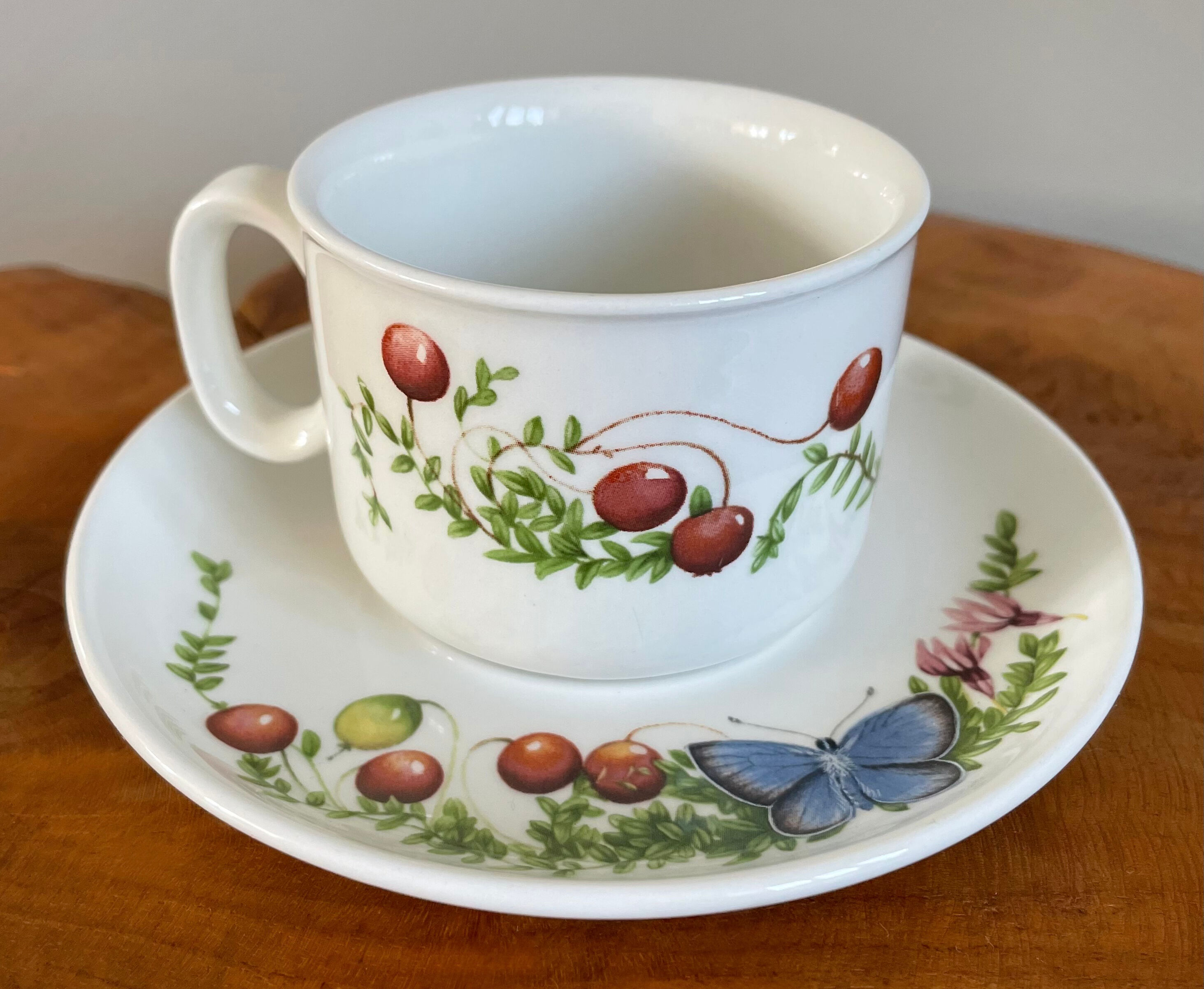 Set of 4 Marjolein Bastin Teacups with Saucers from the "Libelle" Series, J&G Meakin, Wedgwood Group