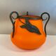Orange glass vase, signed Val, 30s/40s