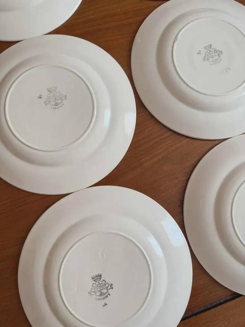 Set of 6 flat plates Longwy model Loridan – Antique earthenware from the late 19th to early 20th century.