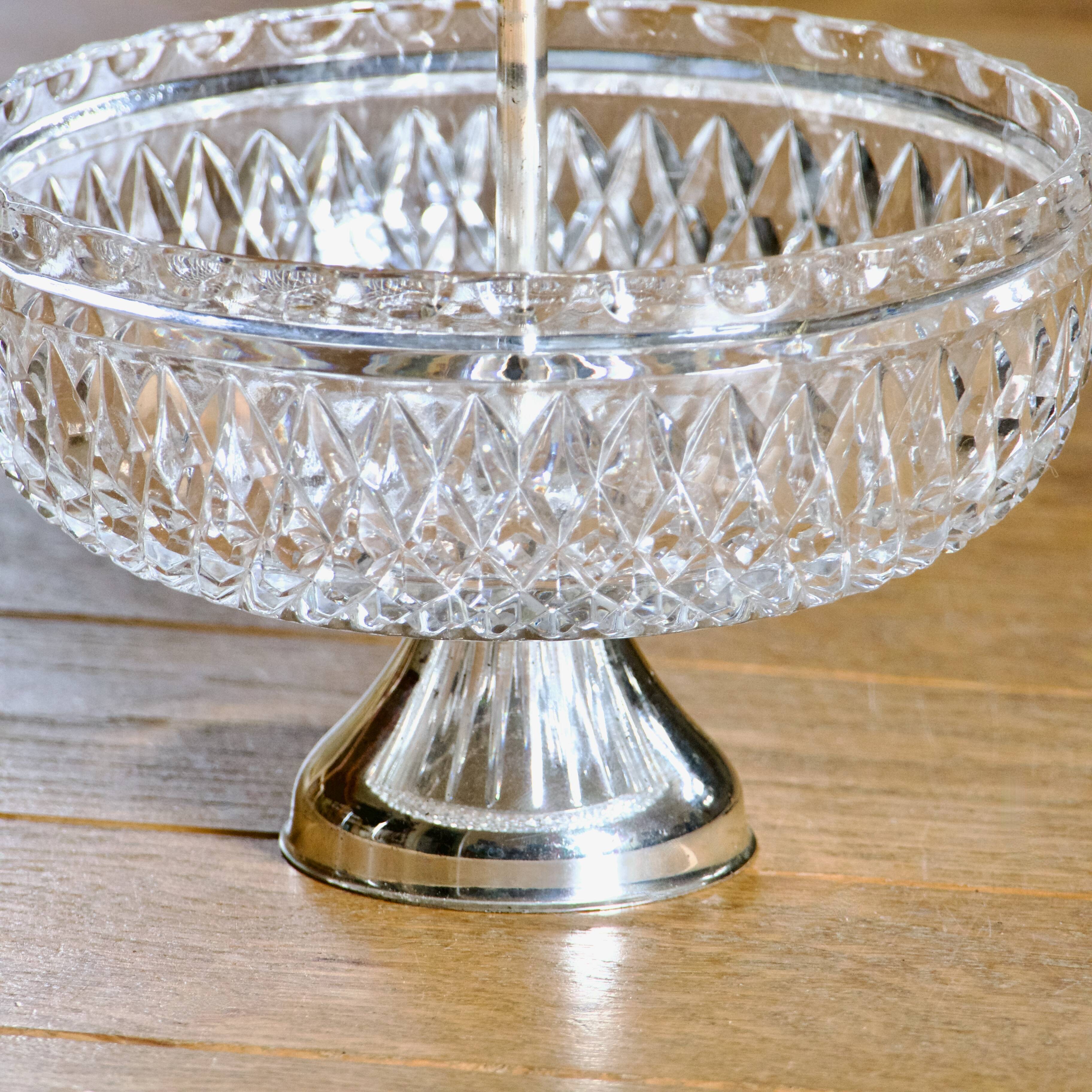 1950s crystal and silver-plated metal bowl/basket