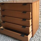 Vintage chest of drawers 1980's blond beech 5 drawers
