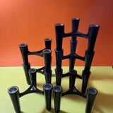 Set of 7 Black Candle Holders Design Koziol Hommage 2005 Germany