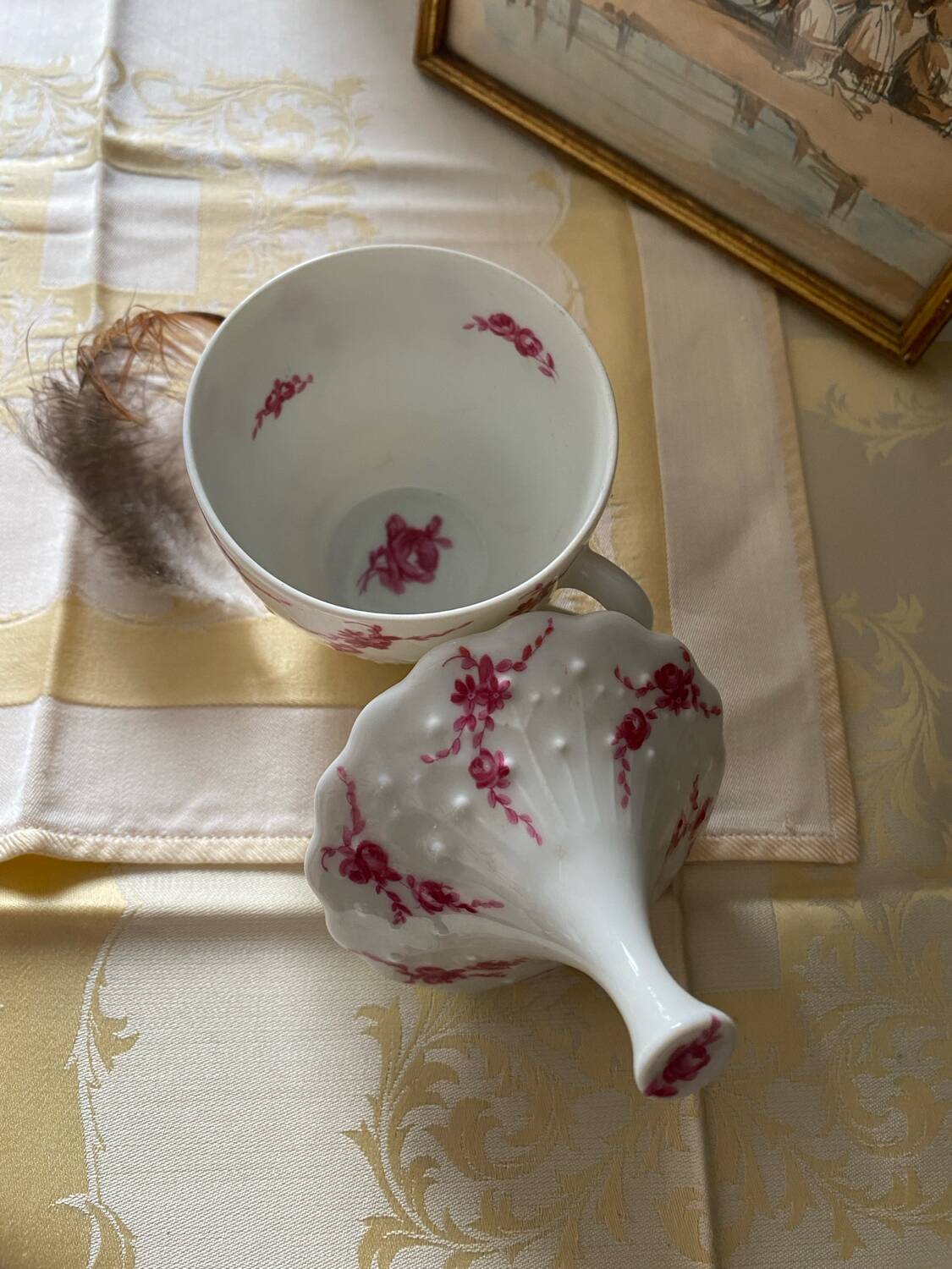 Limoges porcelain cup with lid