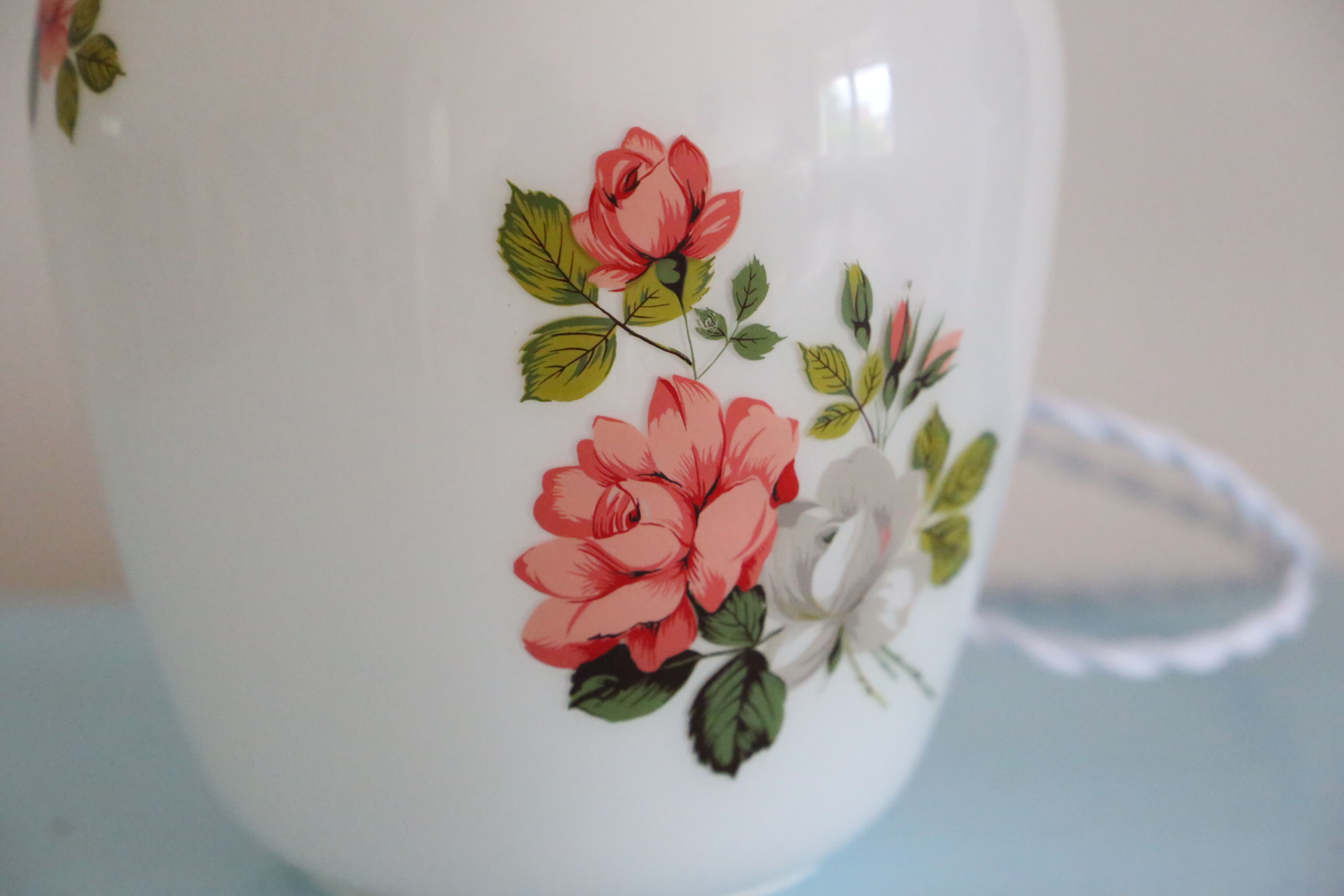Opaline hanging decorated with roses, 60s, vintage