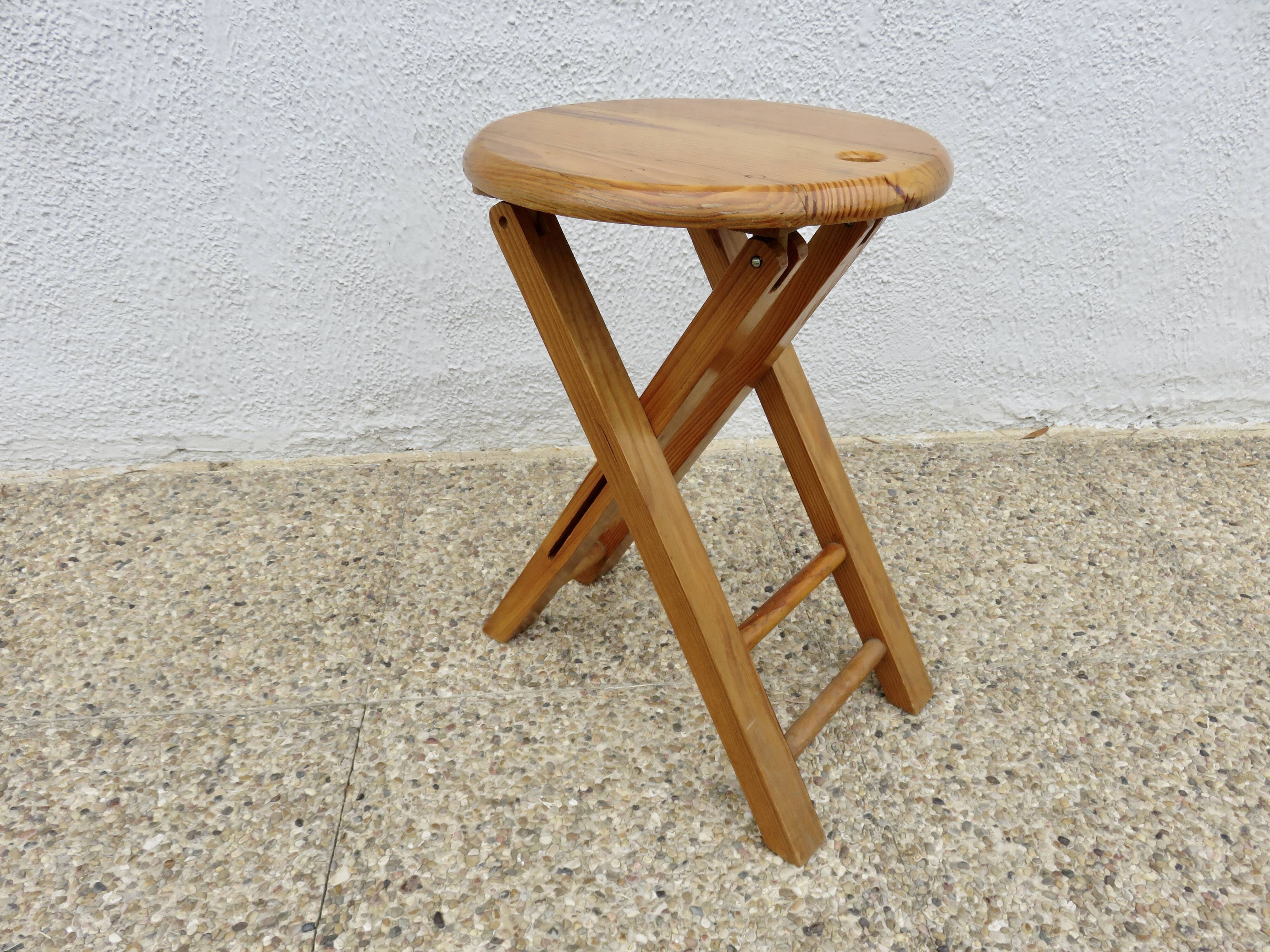 Tabouret pliant dans le style de Roger Tallon ou Adrian Reed, vers 1970