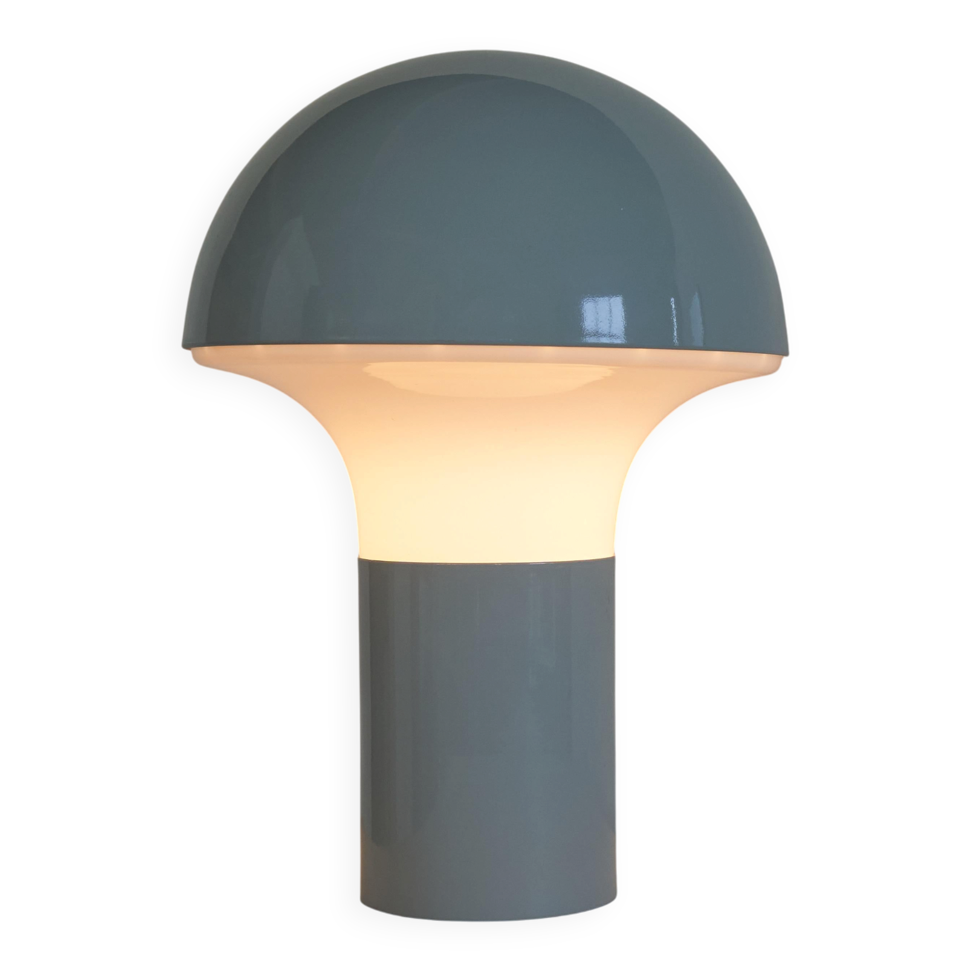 1960s metal and opaline mushroom table lamp