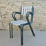 Pair of wooden and metal armchairs from the 60s