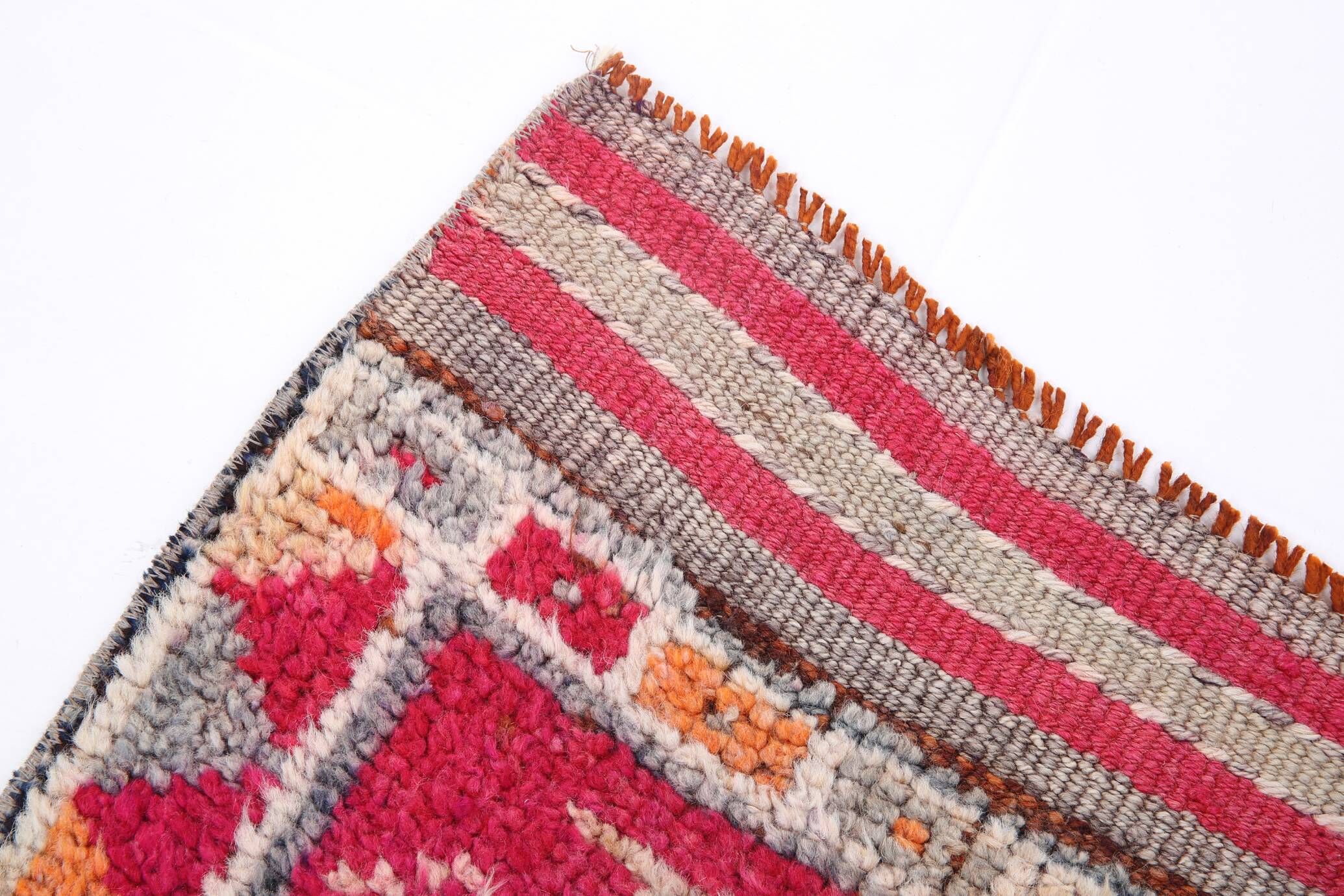 Raspberry Pink Tribal Vintage Runner Rug, Turkish Hallway Carpet,102x322 Cm