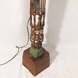 Floor lamp column in polychrome and mirrored wood