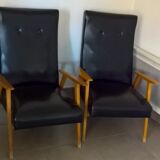 Pair of armchairs feet compass of the 1950s