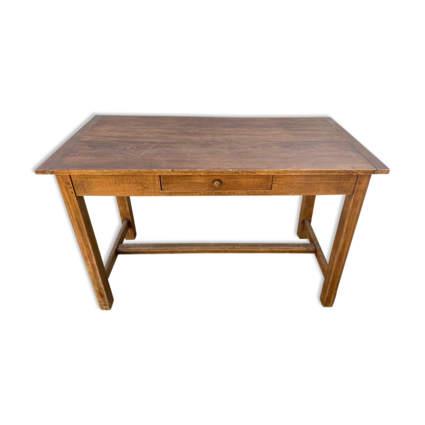 Solid oak farmtop table with 1 drawer