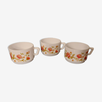 Lots de 3 tasses motifs fleurs