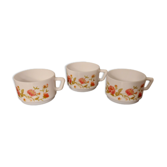 Lots de 3 tasses motifs fleurs