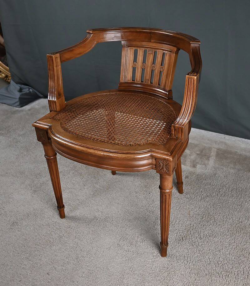 Small Office Armchair in Walnut, Louis XVI style – Late 19th century