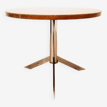 Triped pedestal table in wood and metal