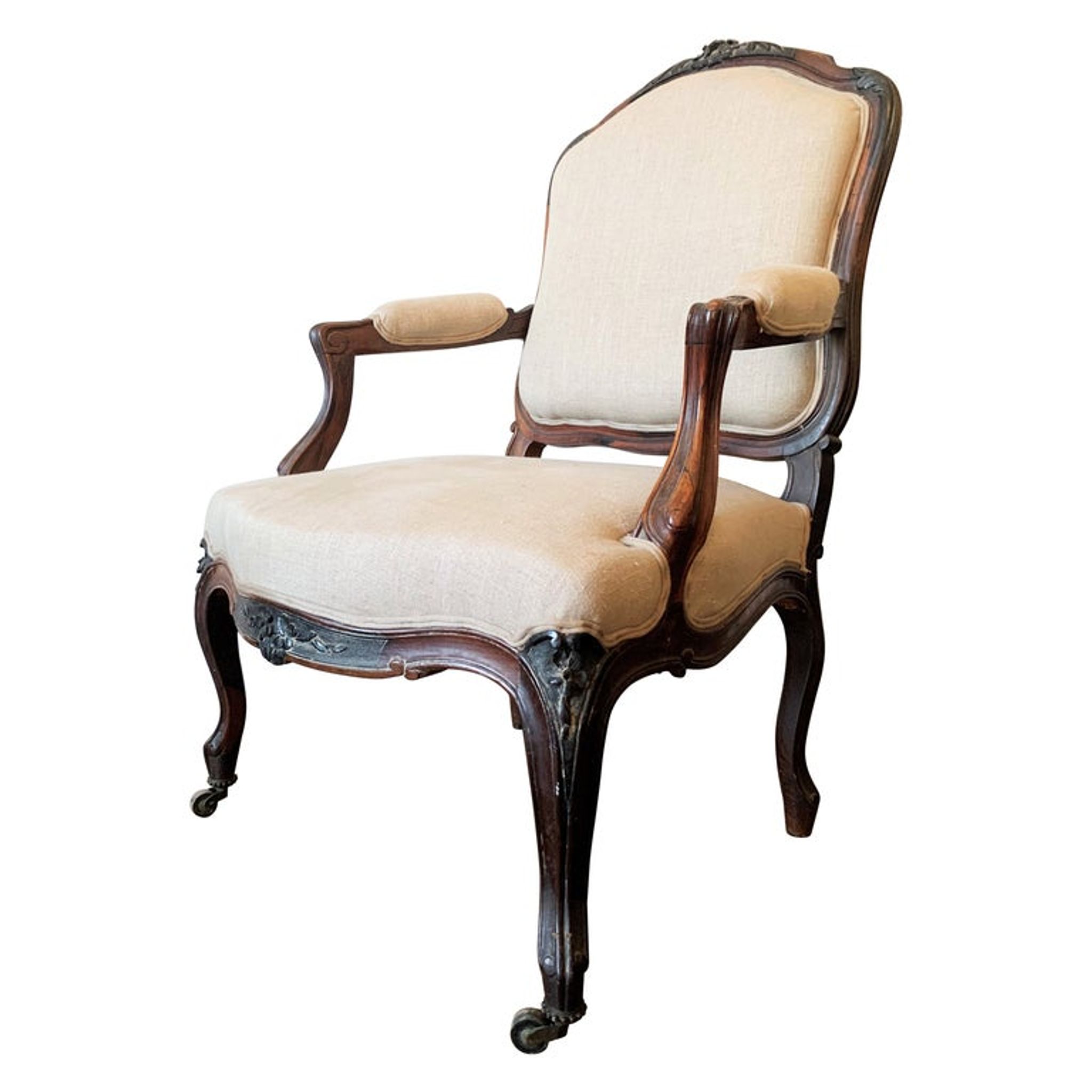 Fauteuil à la reine, style Louis XV, XIXème siècle