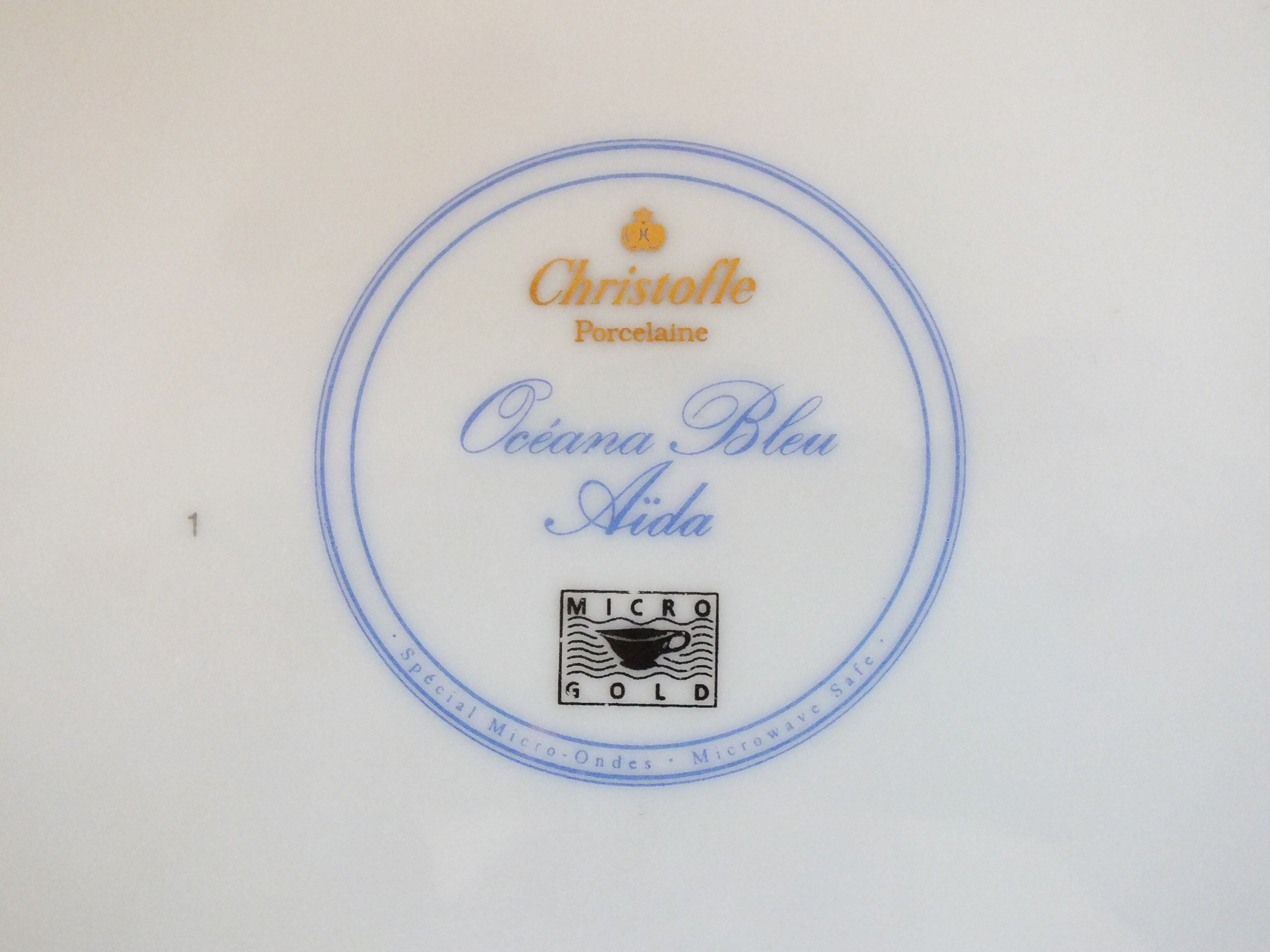 Empty pocket ashtray Christofle porcelain Oceana Blue Aida