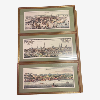 Lot de trois gravures encadrées