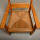 Art Deco Haagse School Armchair in solid Oak and Straw, 1930s
