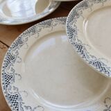 6 flat plates made of ironstone Sarreguemines U&C model Luchon