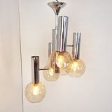 Vintage glass globe chandelier, 1970s