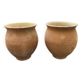 Pair of terracotta and ceramic pots