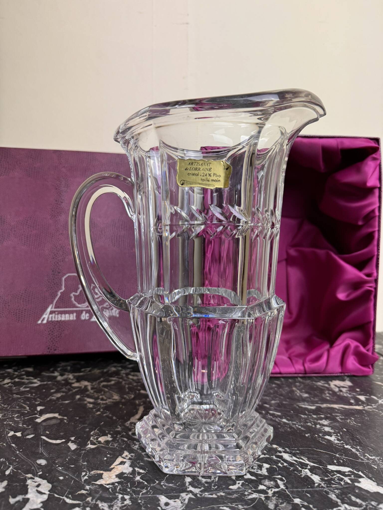 Cristal de Lorraine : carafe a eau avec coffret d'origine