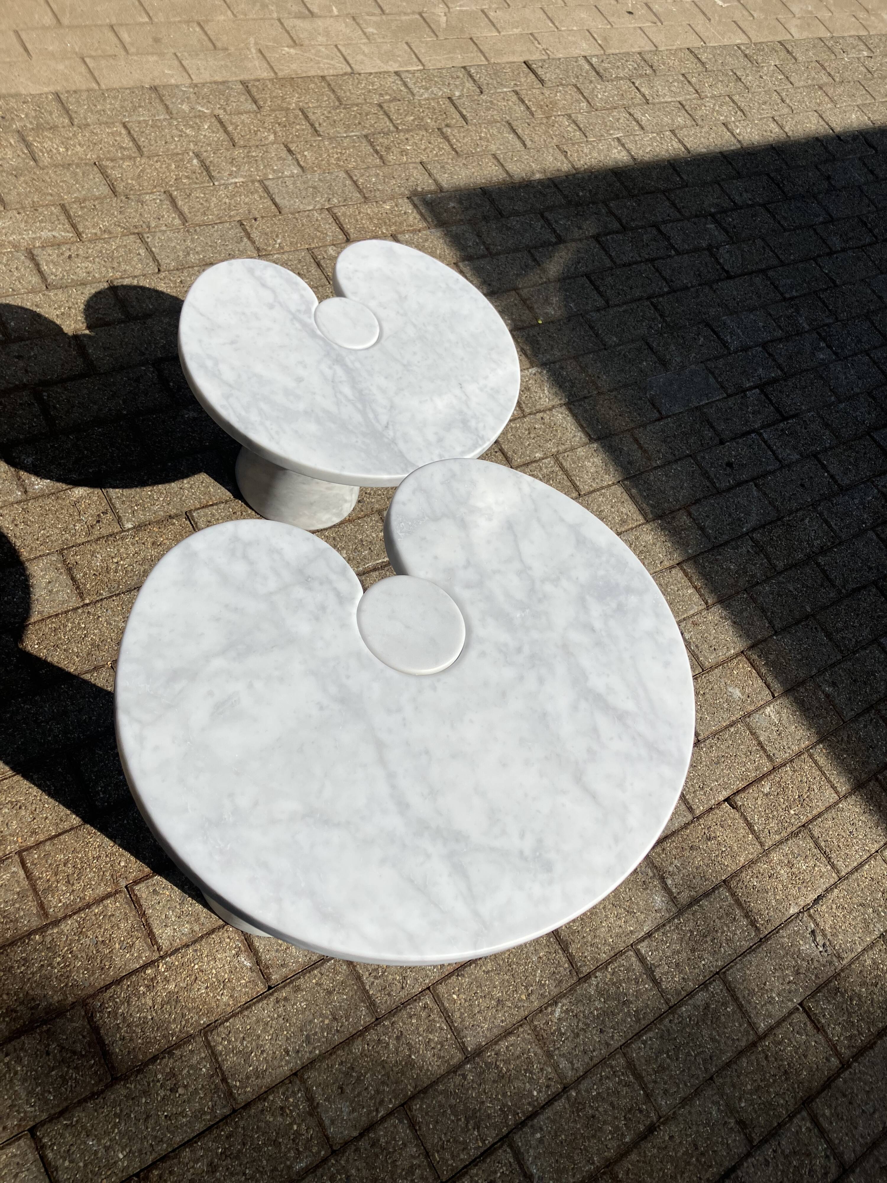 2x Eros Side table Angelo Mangiarotti Carrara marmer Nieuwstaat!