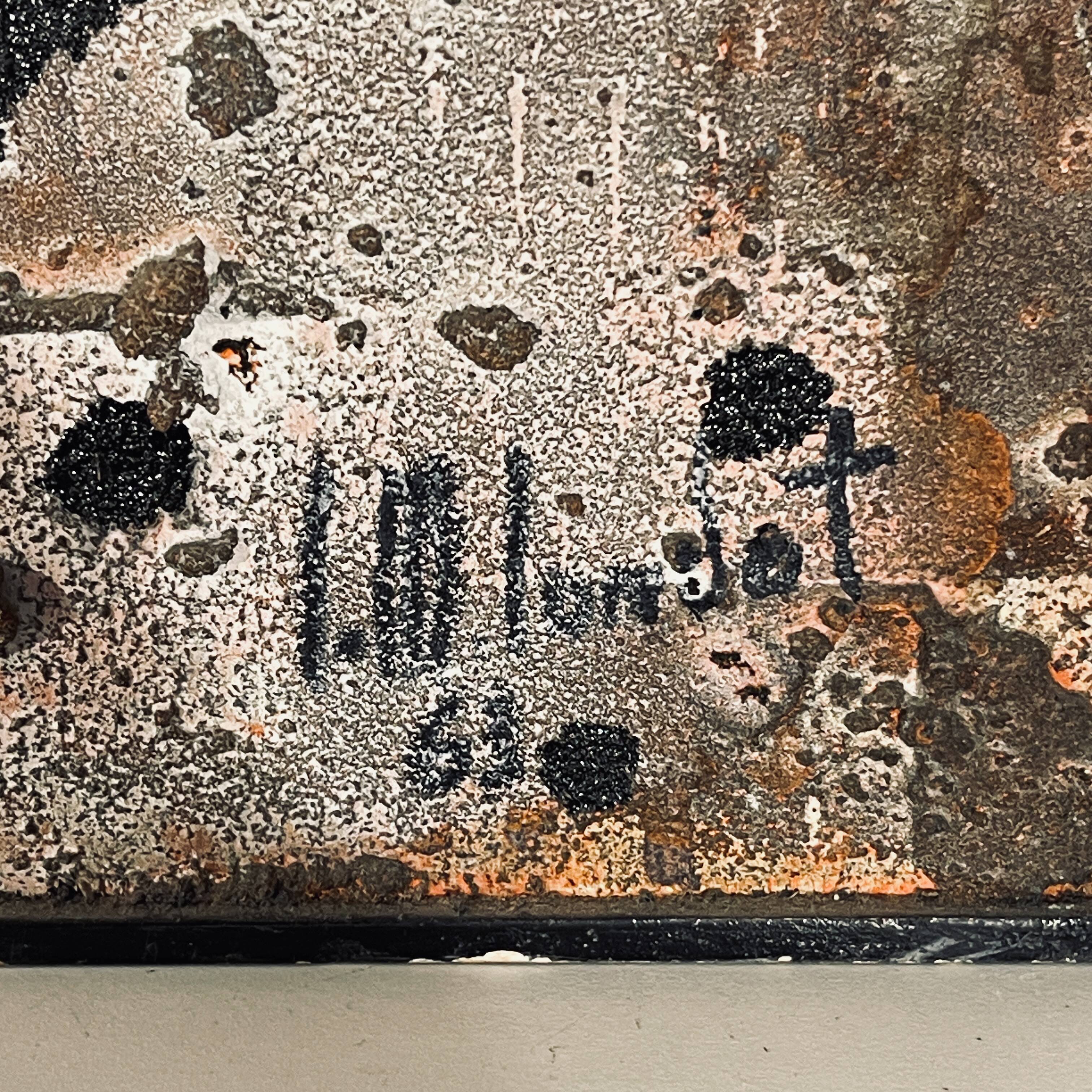 abstract painting, oil and concretions on panel No. 16, LM Londot 1963