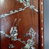 Pair old wood panels & mother-of-pearl Vietnam, Indochina around 1900 60x17 cm SB
