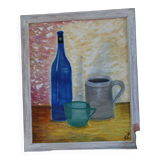 Swedish Mid-Century Oil on Canvas " Still life" Vintage and Framed