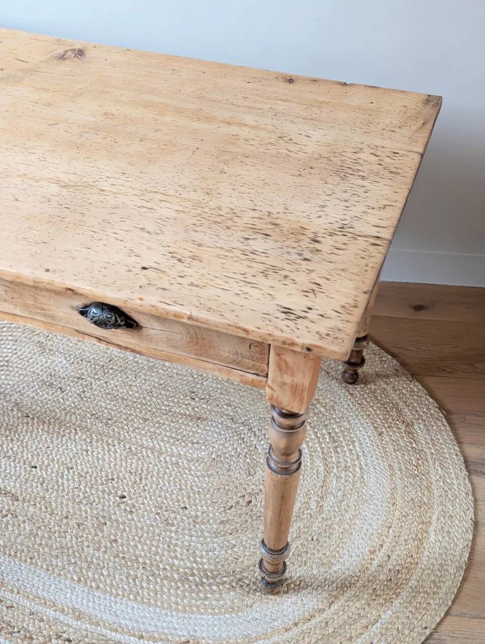 Renovated solid wood farmhouse table