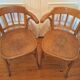 Curved wooden armchair