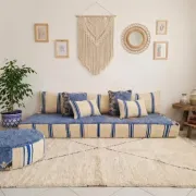 Handwoven Moroccan floor sofa set with Berber wool.