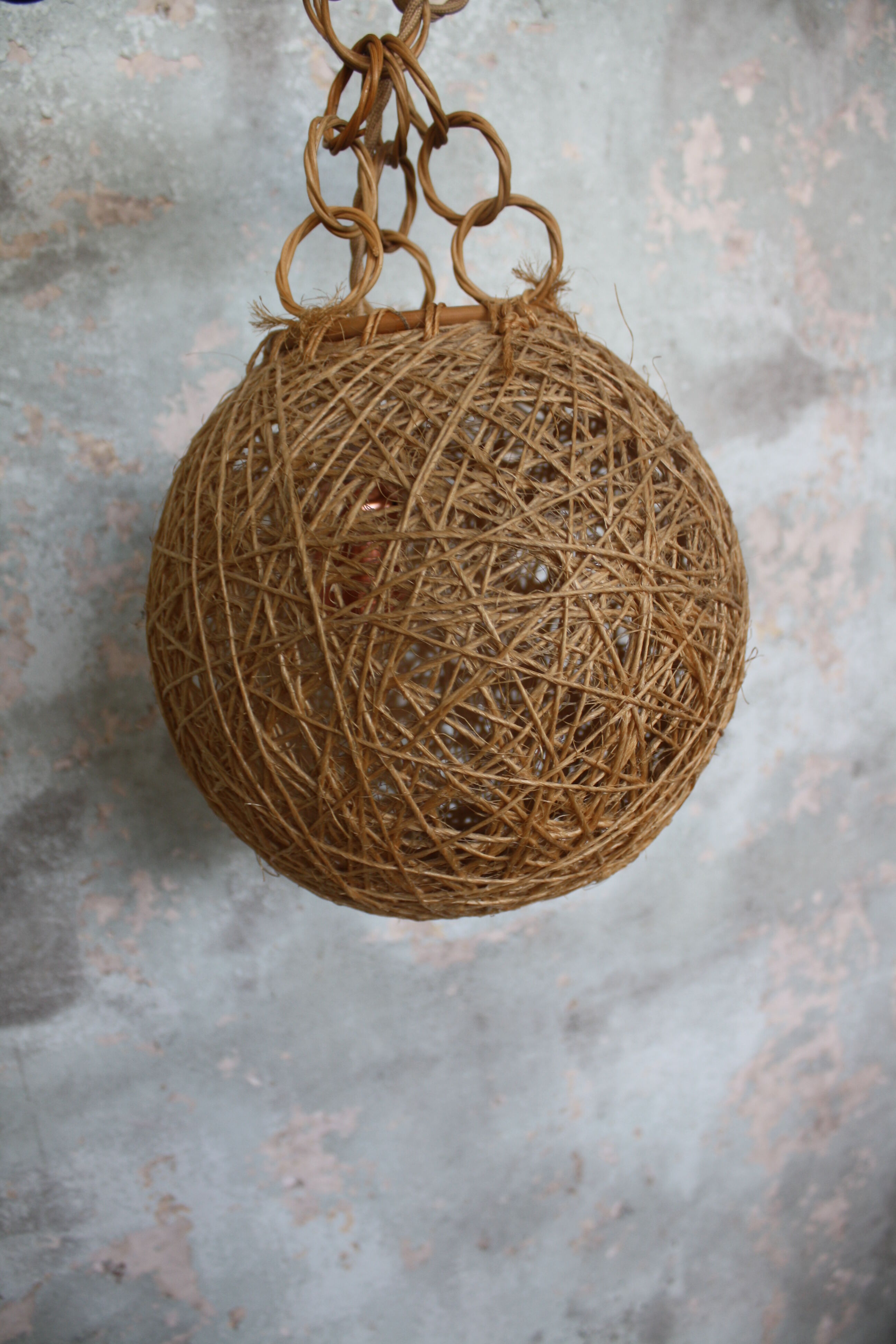 Set of 2 rattan and rope suspensions