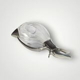 Vintage crystal and chrome metal duck carafe