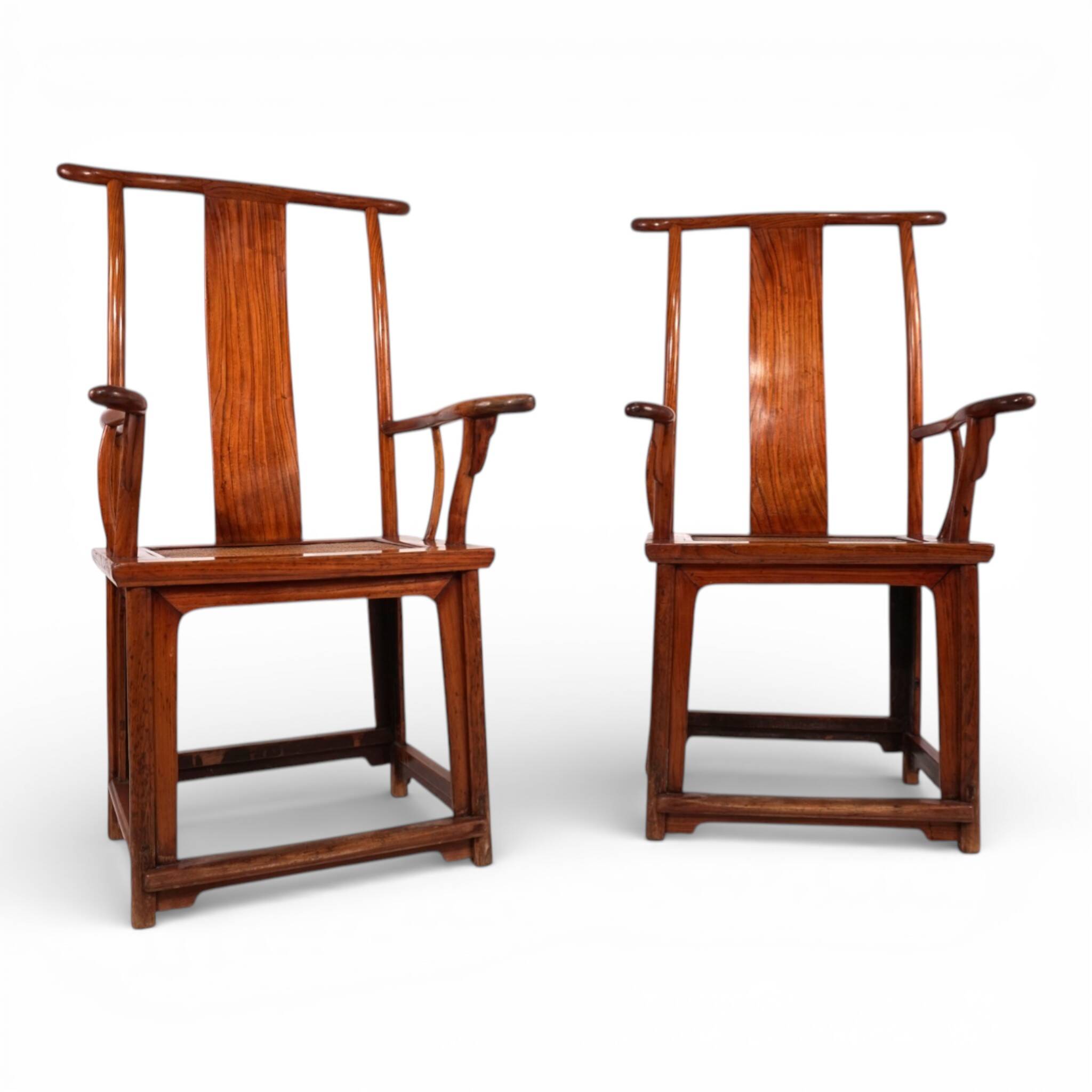 Set of 2 Chinese high-backed armchairs in the style of the Ming Dynasty, 19