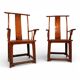 Set of 2 Chinese high-backed armchairs in the style of the Ming Dynasty, 19