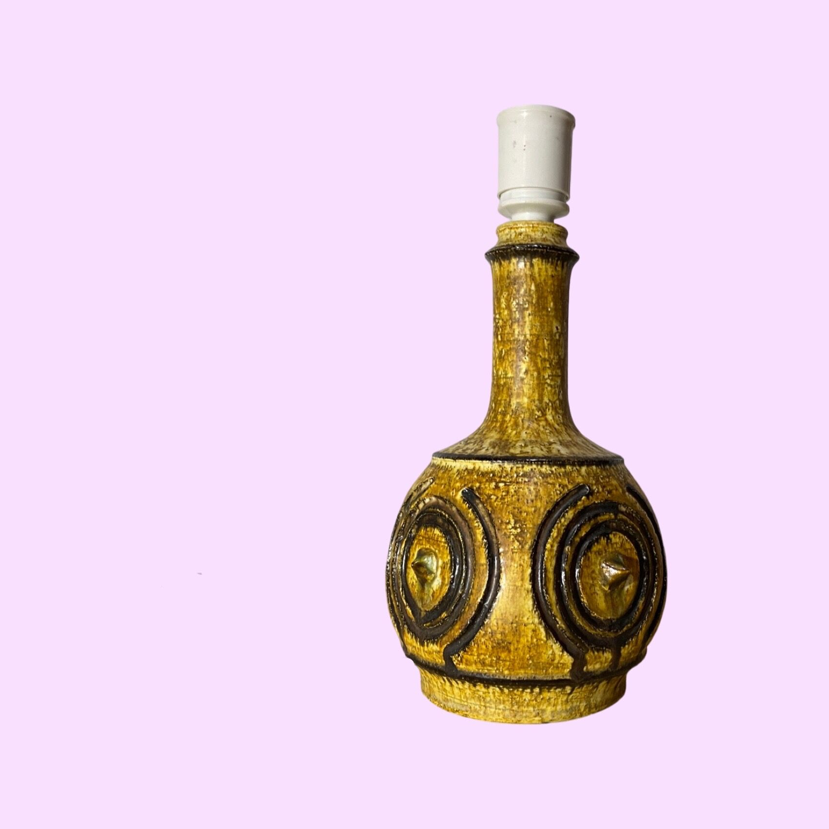 Unique helleroe table lamp - danish pottery artist - handmade in denmark - vintage ceramic light