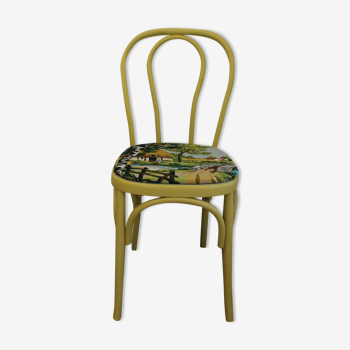 Chaise bistrot customisée avec un canevas Paysage