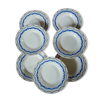 6 antique soup plates from Digoin and Sarreguemines