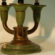 Paire de lampes Art Déco en laiton patiné